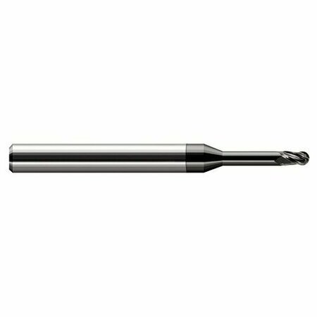 HARVEY TOOL .5mm Cutter dia. x 0.0300 in. x 0.1200 in. Reach Carbide Ball End Mill, 3 Flutes, diamond Coated 860620-C4